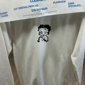 White Sweatshirt with Cartoon Graphic